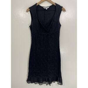 Vtg Y2K Whimsigoth Dainty Romance Fairygoth Babydoll Dress L Witchy Lace Etherea